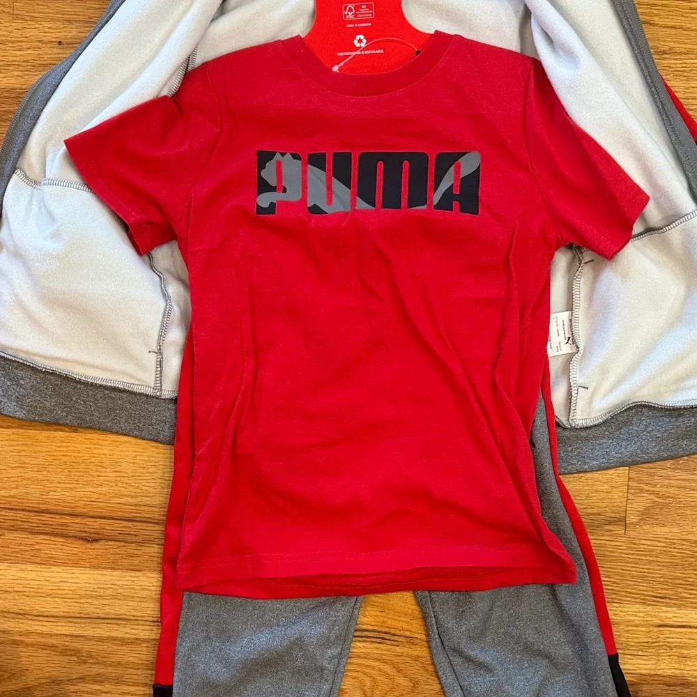 Puma Gray and Red Size 6 Tracksuit for Kids - Picture 3 of 4